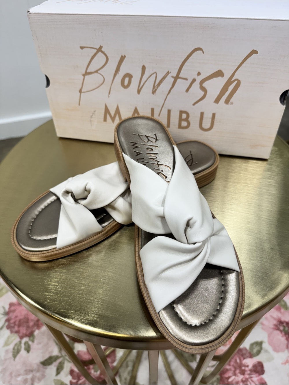 NWT | Blowfish Malibu Adios Bone Twist Slide Sandals | Size 7 Vegan